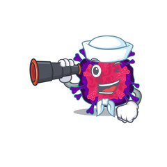 Fototapeta premium Nyctacovirus in Sailor cartoon character design with binocular