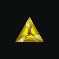 abstract vector graphic illustration of a triangle with elements of iridescent gold plates
