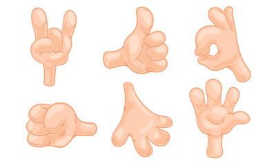 Cartoon Hands Gesturing Isolated on White Background Vector Set