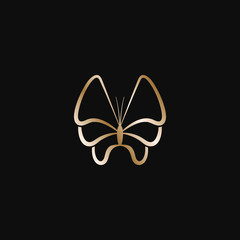 abstract vector graphic illustration of a golden butterfly with magnificent wings