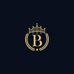 Naklejka premium Abstract graphic vector illustration of two capital letters B and P with serifs, surrounded by stars, wreaths and bridge, constructed in the shape of a crown