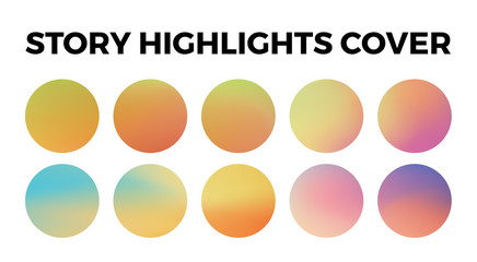 Instagram highlights stories covers icons. Set of 10 highlights gradient covers. Fully editable, scalable vector file.