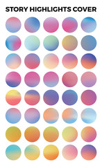 Instagram highlights stories covers icons. Set of 10 highlights gradient covers. Fully editable, scalable vector file.