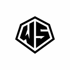 WS monogram logo with hexagon shape and line rounded style design template