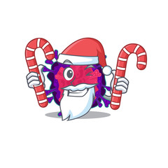 Friendly nyctacovirus in Santa Cartoon character having candies