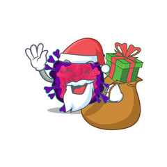 Santa nyctacovirus Cartoon character design with box of gift