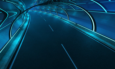 Futuristic design tunnel road