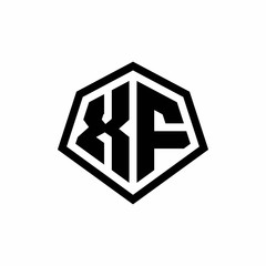 XF monogram logo with hexagon shape and line rounded style design template