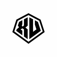 XV monogram logo with hexagon shape and line rounded style design template