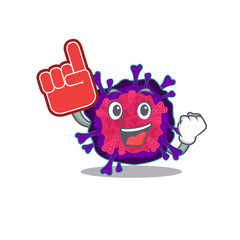 Nyctacovirus mascot cartoon style with Foam finger