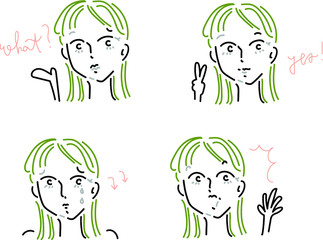 女性表情セットポーズ