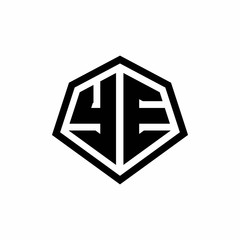 YE monogram logo with hexagon shape and line rounded style design template