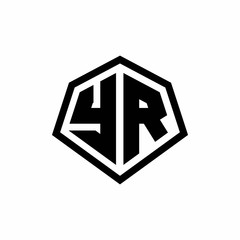 YR monogram logo with hexagon shape and line rounded style design template