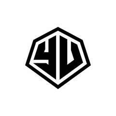 YV monogram logo with hexagon shape and line rounded style design template