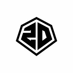 ZD monogram logo with hexagon shape and line rounded style design template