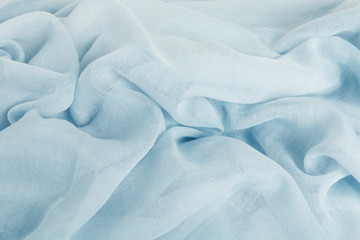 Blue linen fabric, abstract background.