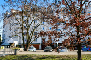 KRAKOW, POLAND - MARCH 09, 2020: A typical housing estate with blocks of flats
