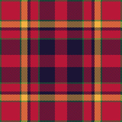 Pixel background vector design. Modern seamless pattern plaid. Square texture fabric. Tartan scottish textile. Beauty color madras ornament.