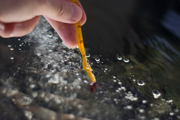 measuring water temperature with gauge