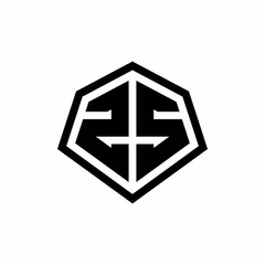 ZS monogram logo with hexagon shape and line rounded style design template