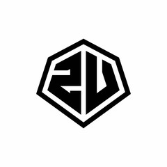 ZV monogram logo with hexagon shape and line rounded style design template