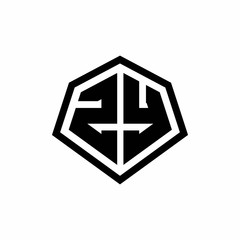 Obraz premium ZY monogram logo with hexagon shape and line rounded style design template