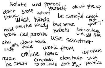 vector hand drawn set of different tips for Coronavirus protection