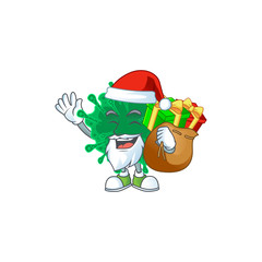 Coronavirus pneumonia Cartoon character of Santa with box of gift