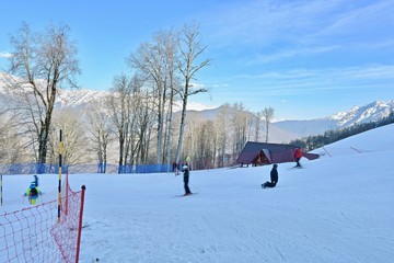 winter sports trails on a snowy mountain landscape © Aleda
