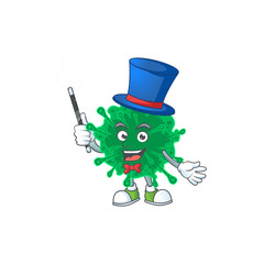 Charming coronavirus pneumonia cartoon design performance as a Magician style