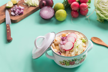 Pozole red typical mexican food