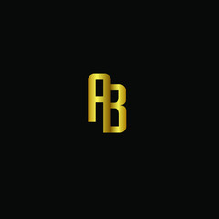 Creative Professional Trendy and Minimal Letter AB Logo Design in Black and Gold Color , Initial Based Alphabet Icon Logo in Editable Vector Format