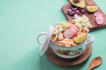 Pozole red typical mexican food
