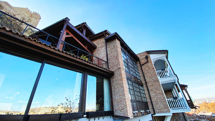 Obraz premium Wooden balcony of building in old Tbilisi, Georgia