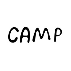 hand-drawn vector illustration, element without background, camping, picnic, lettering