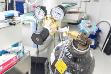 Oxygen cylinder medical in operating room.