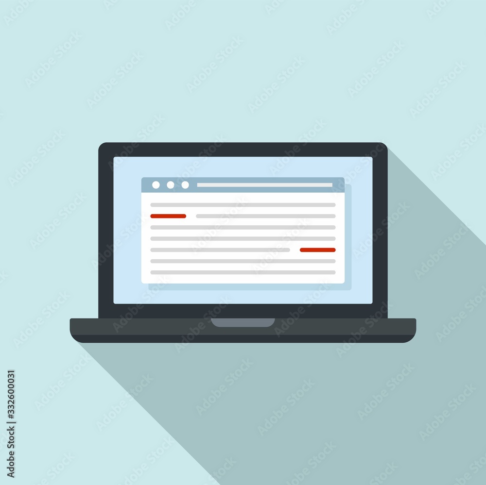 Poster laptop editor icon. flat illustration of laptop editor vector icon for web design