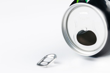 Aluminum can in silver isolated on white background.Copy space