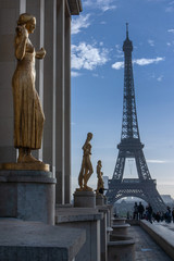 Fototapeta na wymiar Paris France Eifel Tower and Trocadero
