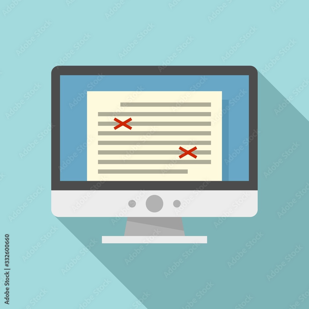Poster storytelling computer editor icon. flat illustration of storytelling computer editor vector icon for