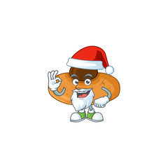 Kiss cookies cartoon character of Santa showing ok finger