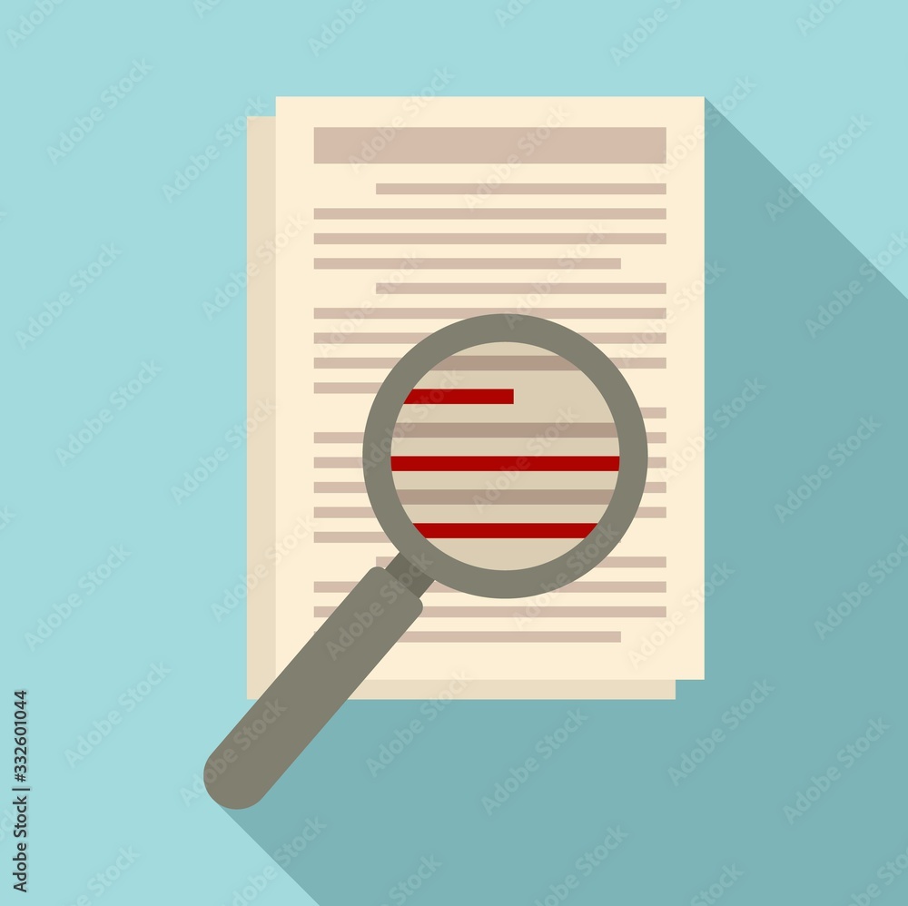 Poster magnifier text edit icon. flat illustration of magnifier text edit vector icon for web design