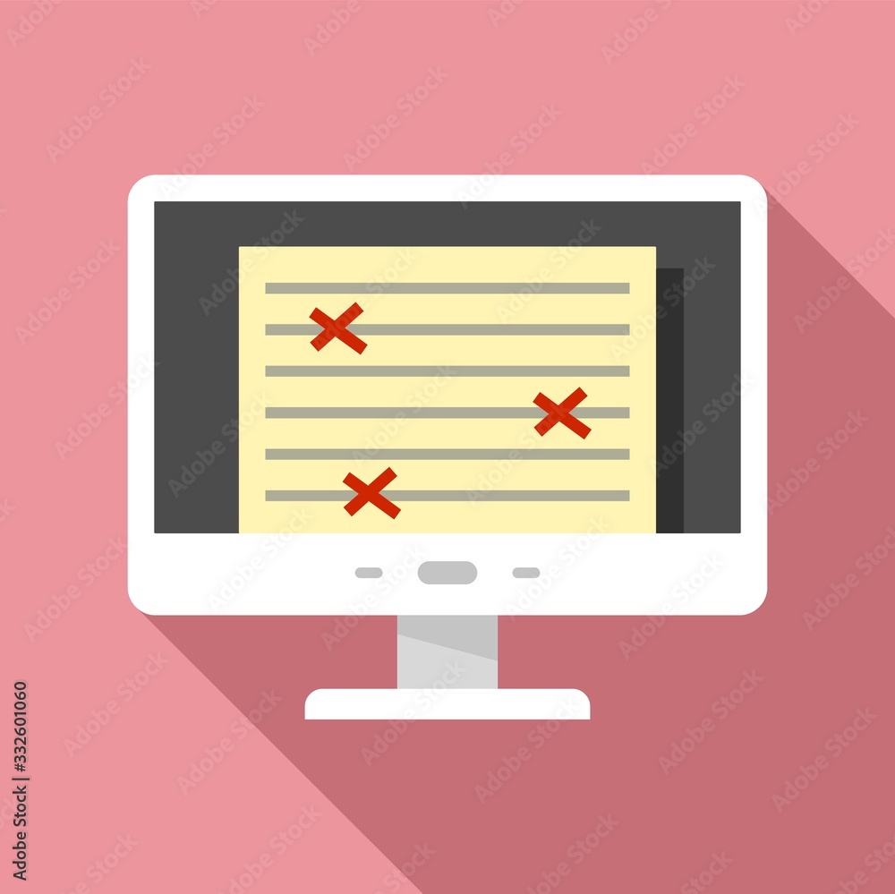 Poster monitor document editor icon. flat illustration of monitor document editor vector icon for web desig