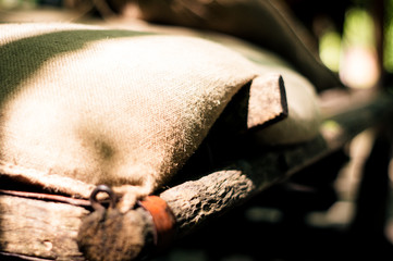 bags of food on an old cart