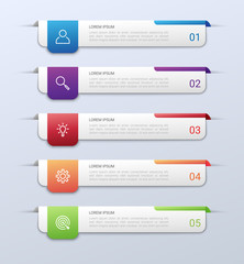 Business data visualization, infographic template with 5 steps on gray background, vector illustration