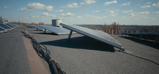 Solar panels on flat roof