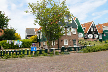 View of traditional Dutch houses in spring, Zaandam, Netherlands