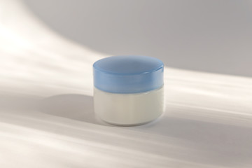 Cosmetic cream, balm jar mockup on white background. Make up product blank container. Body and face care