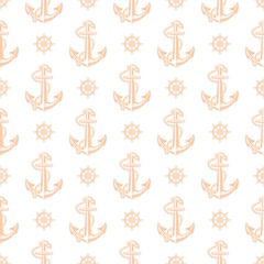 Seamless nautical pattern with retro anchors. Design element for websites, wallpapers, birthday card, scrapbooking, fabric print, pattern textile print,  baby shower invitation. 