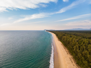 High angle view, Thai Mueang beach in Phang Nga province, Thailand